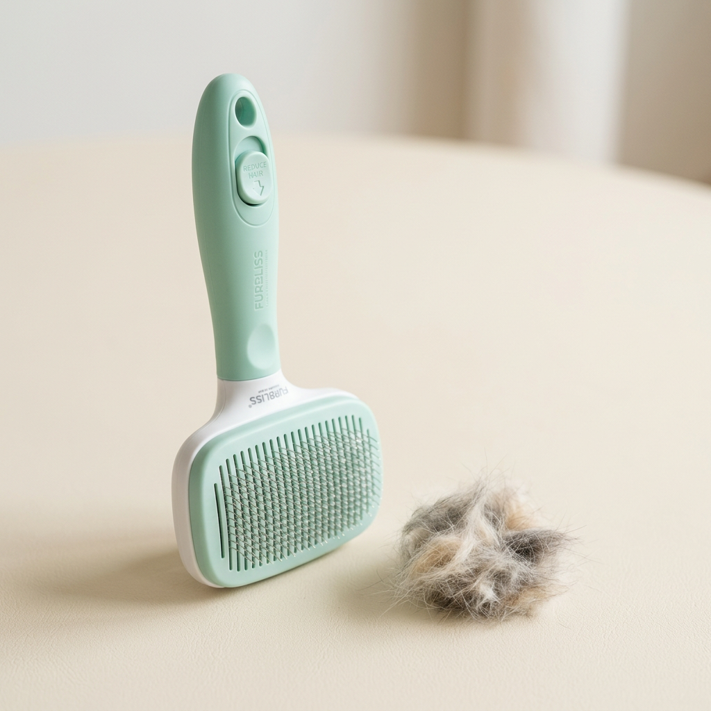 Slicker brush in use on dog coat